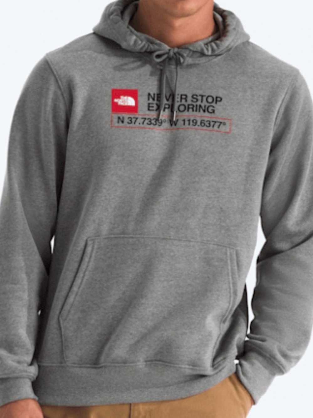 The North Face Grey Never Stop Exploring GPS Box Logo Hoodie Size M. NWT